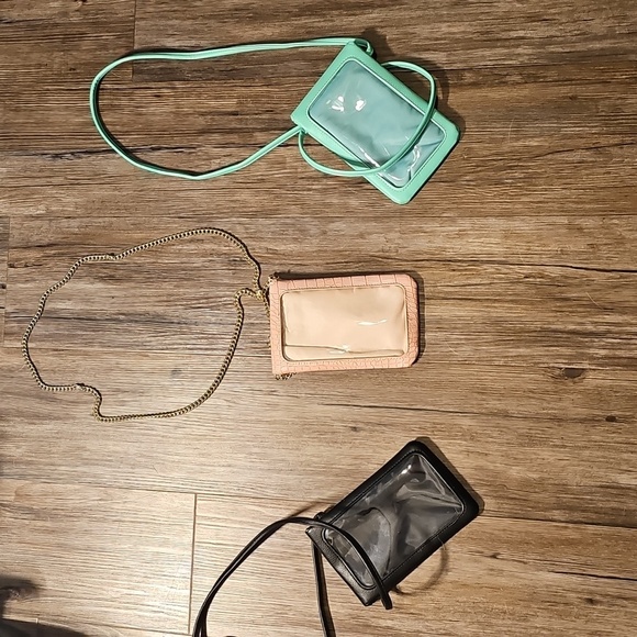 Set of Three Mini Crossbody Phone Holder Bags - Black, Peach, and Mint - Picture 5 of 5